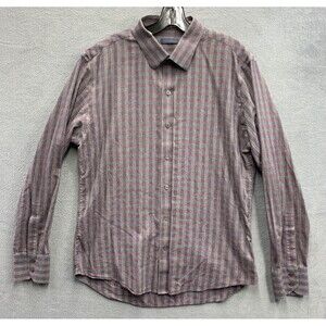 Zachary Prell Mens Button Up Shirt Small Check Burgundy Gray Long Sleeve Large